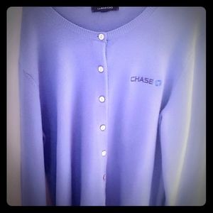 Light blue Chase bank cardigan- WARM!